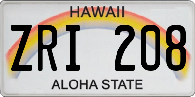 HI license plate ZRI208