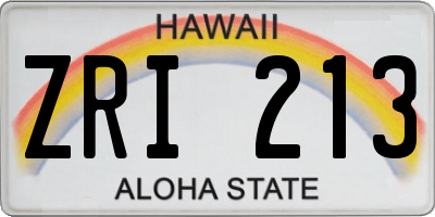 HI license plate ZRI213