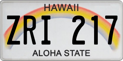 HI license plate ZRI217
