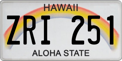 HI license plate ZRI251