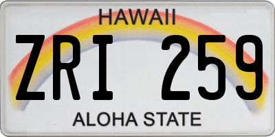 HI license plate ZRI259