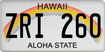 HI license plate ZRI260