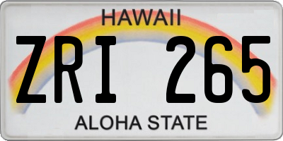HI license plate ZRI265
