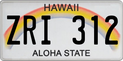 HI license plate ZRI312