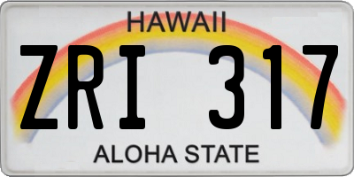 HI license plate ZRI317