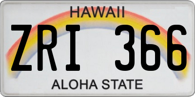 HI license plate ZRI366