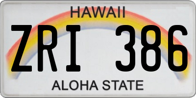 HI license plate ZRI386