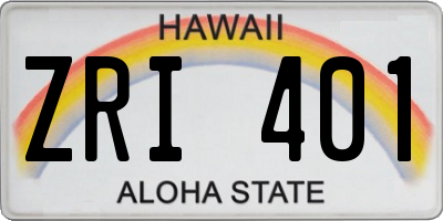 HI license plate ZRI401