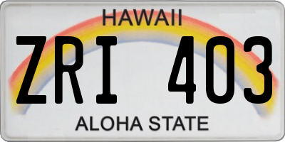 HI license plate ZRI403