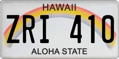 HI license plate ZRI410