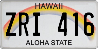 HI license plate ZRI416