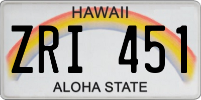 HI license plate ZRI451