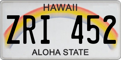 HI license plate ZRI452