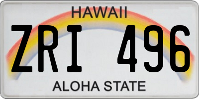 HI license plate ZRI496