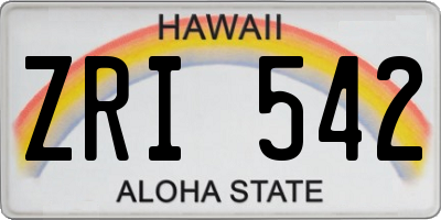 HI license plate ZRI542