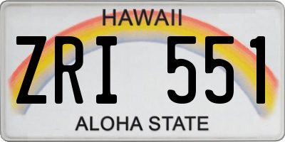 HI license plate ZRI551