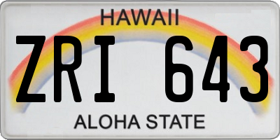 HI license plate ZRI643