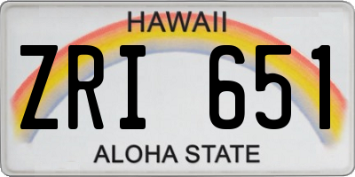 HI license plate ZRI651