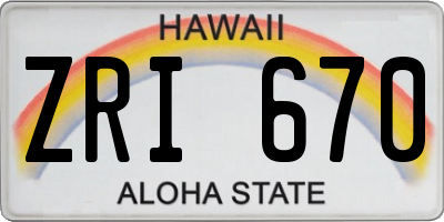 HI license plate ZRI670