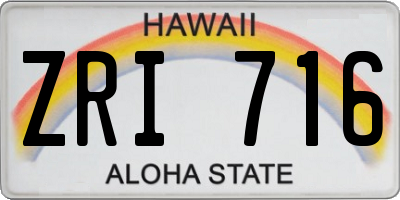 HI license plate ZRI716