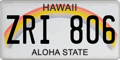 HI license plate ZRI806