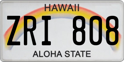 HI license plate ZRI808