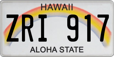 HI license plate ZRI917