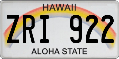 HI license plate ZRI922