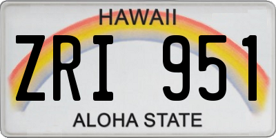 HI license plate ZRI951