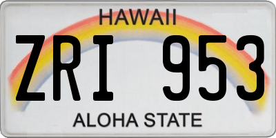 HI license plate ZRI953