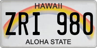 HI license plate ZRI980