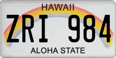 HI license plate ZRI984