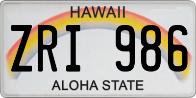 HI license plate ZRI986
