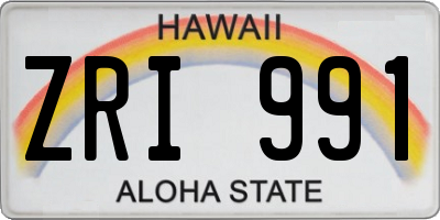 HI license plate ZRI991