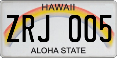 HI license plate ZRJ005