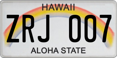 HI license plate ZRJ007