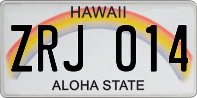 HI license plate ZRJ014