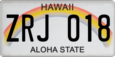 HI license plate ZRJ018