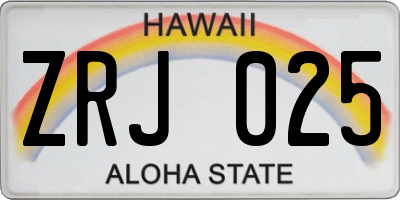 HI license plate ZRJ025
