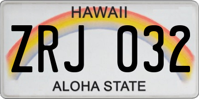 HI license plate ZRJ032