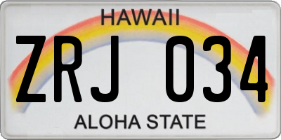 HI license plate ZRJ034