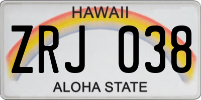 HI license plate ZRJ038