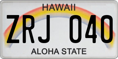 HI license plate ZRJ040