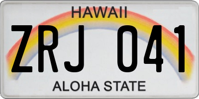 HI license plate ZRJ041