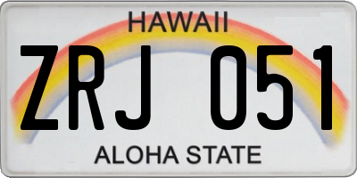 HI license plate ZRJ051