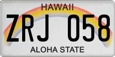 HI license plate ZRJ058