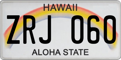 HI license plate ZRJ060