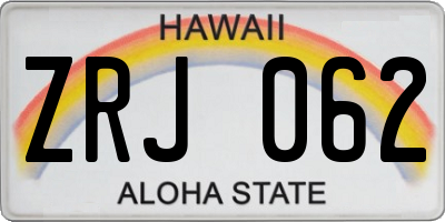 HI license plate ZRJ062