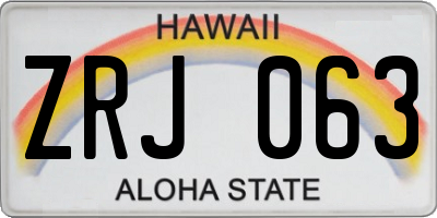 HI license plate ZRJ063