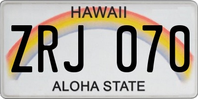 HI license plate ZRJ070